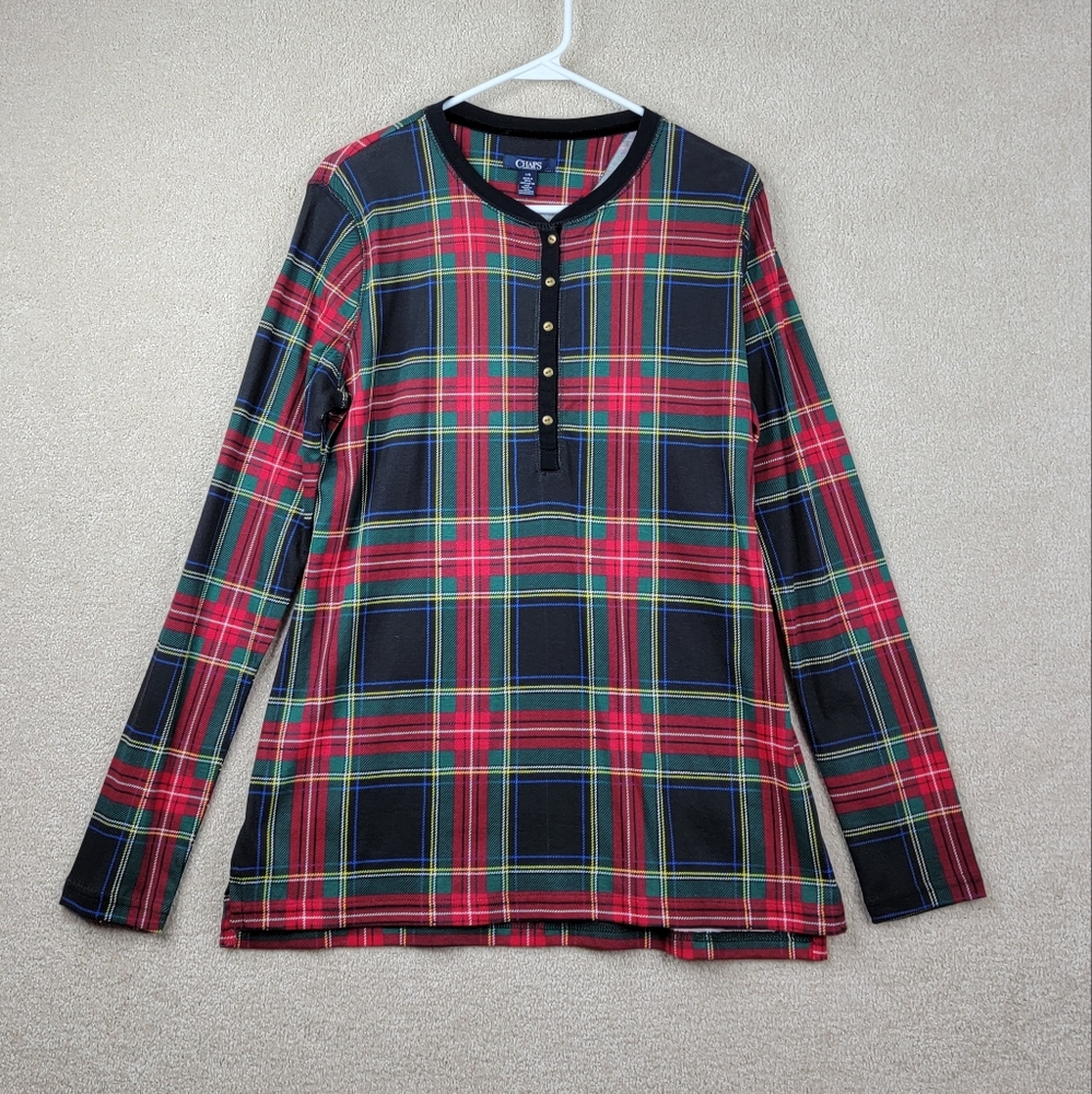 CHAPS Women's Plaid Long Sleeve Top Size Large - NWT
